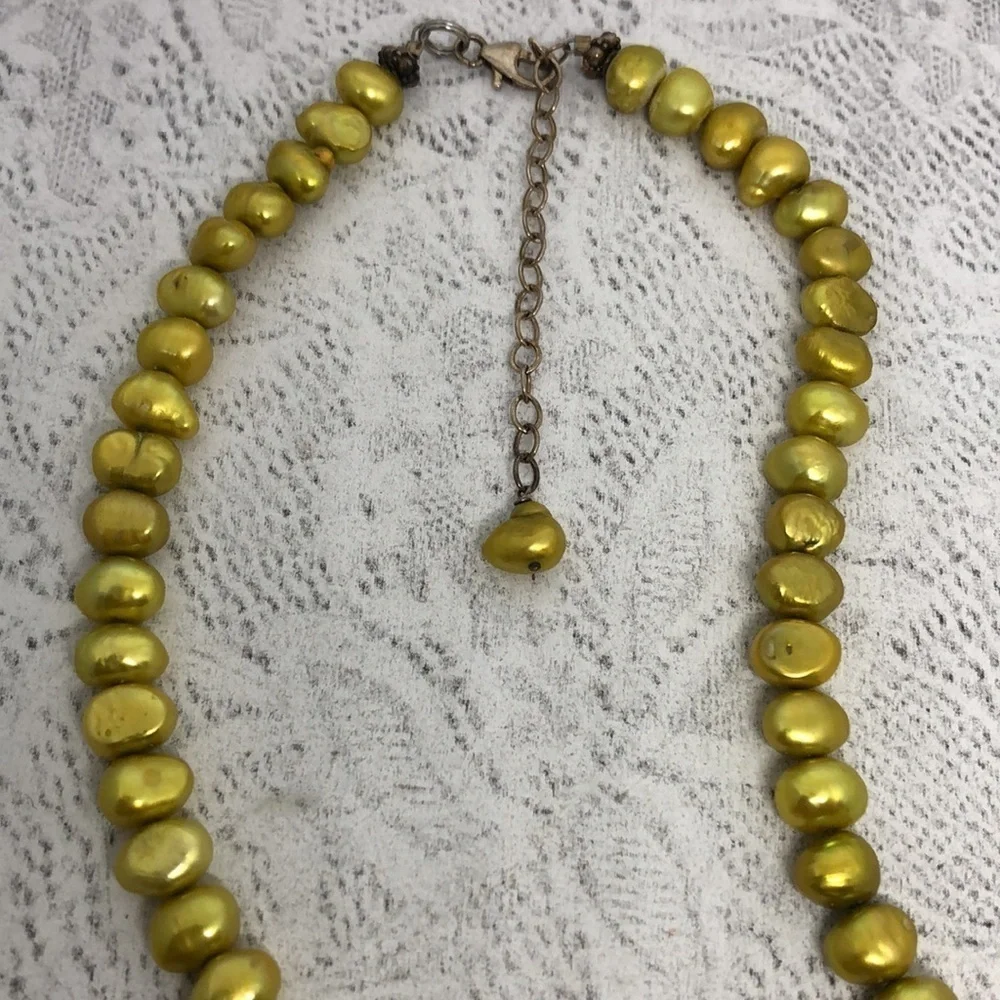 ARTISAN freshwater pearl necklace art glass pendant sterling boho colorful fun